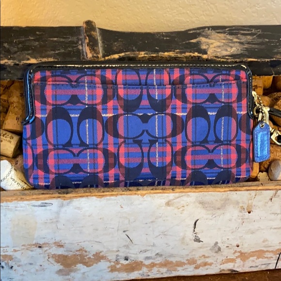 Coach Tartan double pocket wristlet wallet - Picture 2 of 5